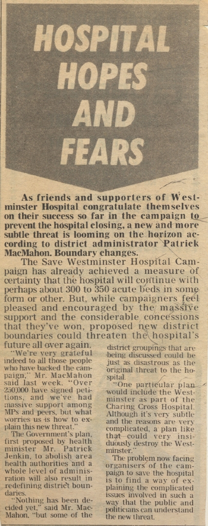 19800815 WESTMINSTER HOSPITAL CAMPAIGN WPN CN.jpg